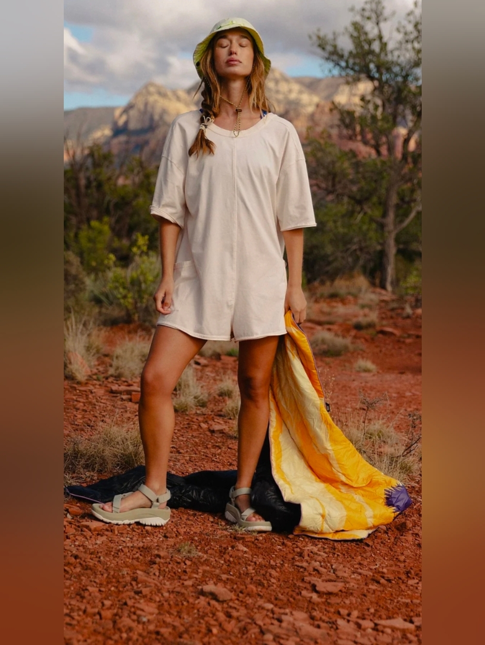 FP MOVEMENT No Outer Logo HOT SHOT TEE ROMPER - BLEACHED CLAY | L